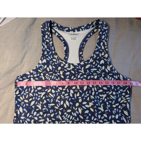 L.L.Bean Navy Blue Floral Racerback Tank Dress Casual Summer Medium - Picture 6 of 6